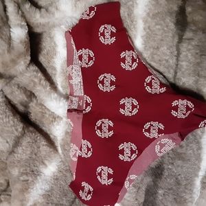 Red and white print PINK underwear